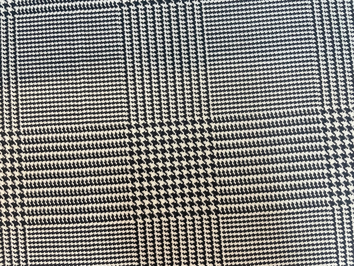 Italian Plaid Wool Suiting - Black & White
