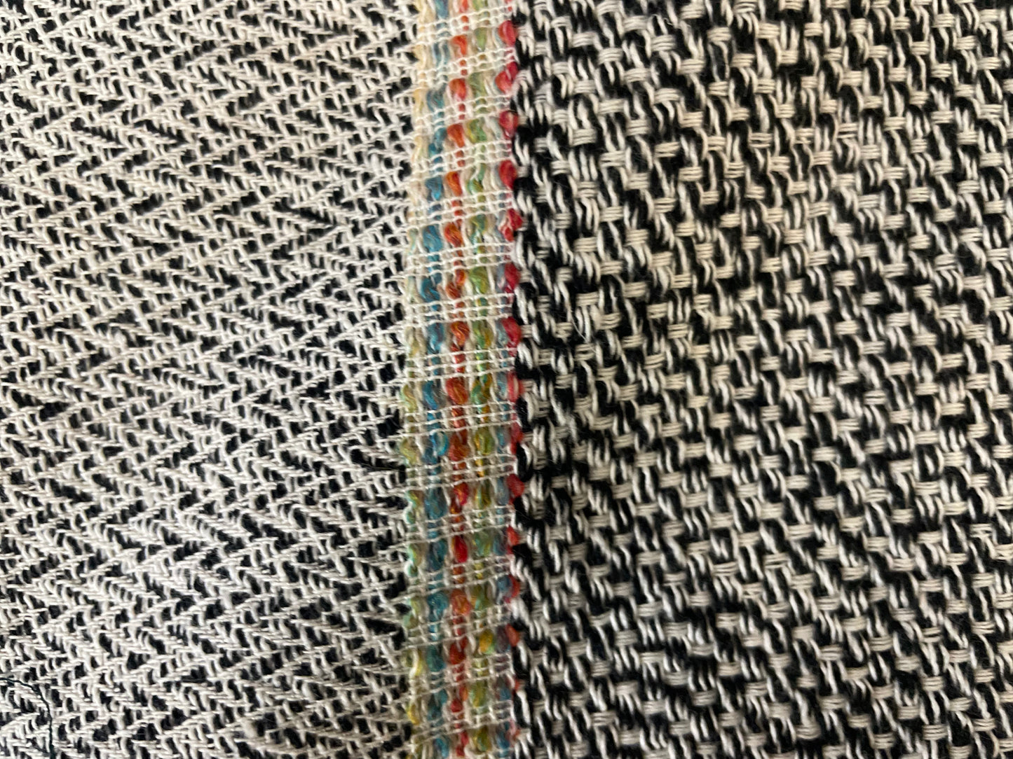 Textured Fringe Stripe Cotton - Black, White & Neon