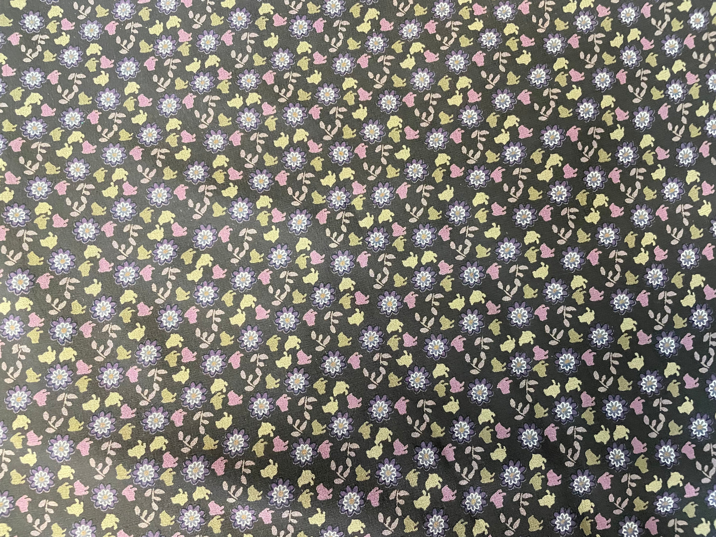 Ditsy Floral Printed Silk Georgette - Brown & Pink
