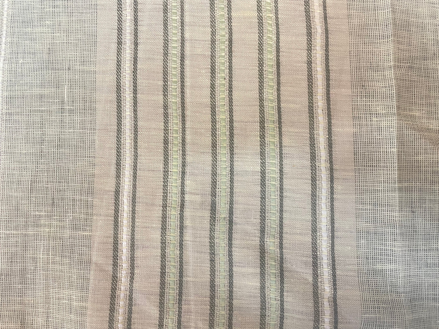 Linen Jacquard - Sandy Green Stripe