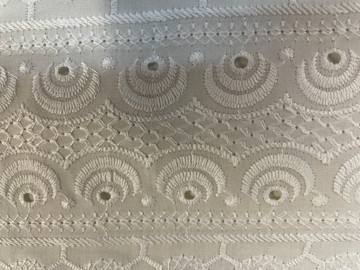 Whimsical Eyelet Stripe Embroidered Cotton - White