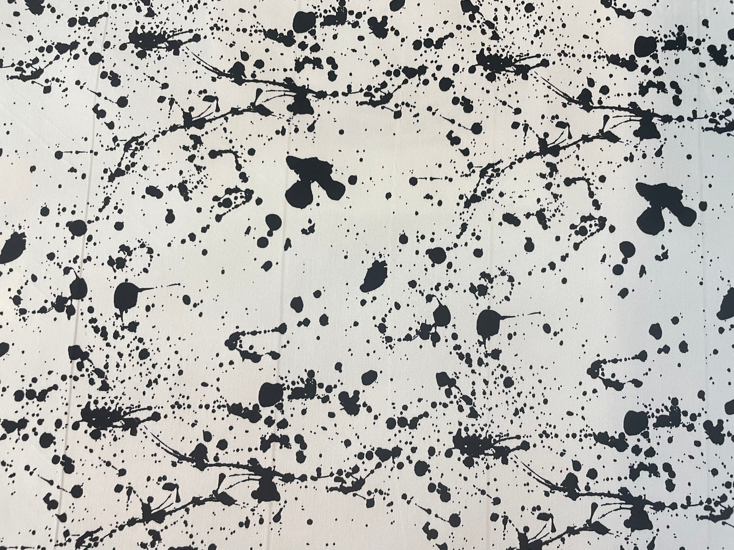Twill Splatter Print Stretch Rayon Spandex - White & Black