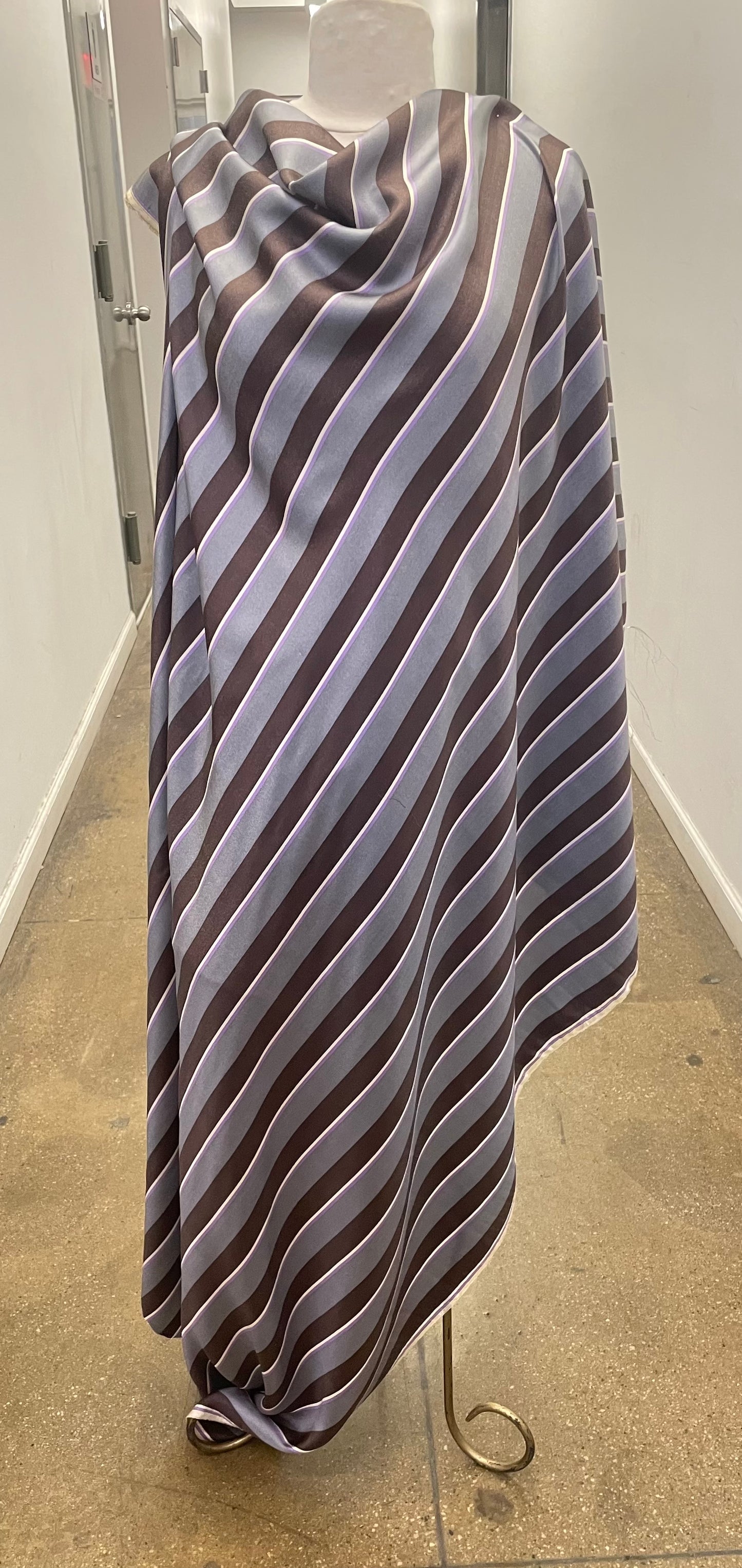 Silk Twill Stripe- Gray / Purple / Browns