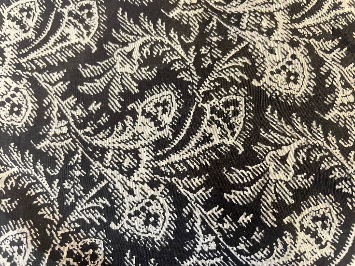 Glitch Paisley Printed Silk Chiffon - Black & White