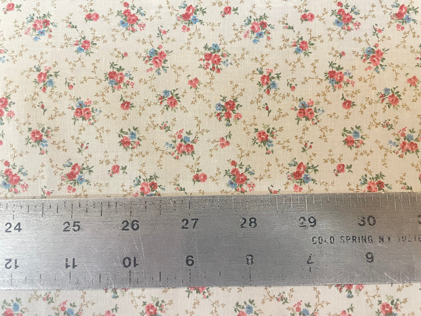 Japanese Cotton Floral Print - Off-White, Pink & Blue