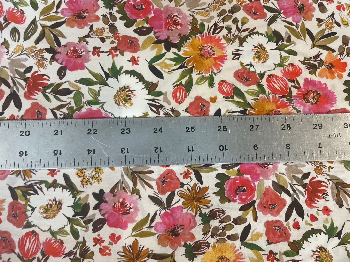 Italian Floral Print Cotton - White and Multicolor