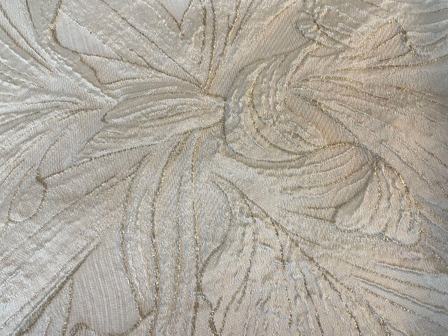 Designer Large Floral Brocade - Ivory & Gold