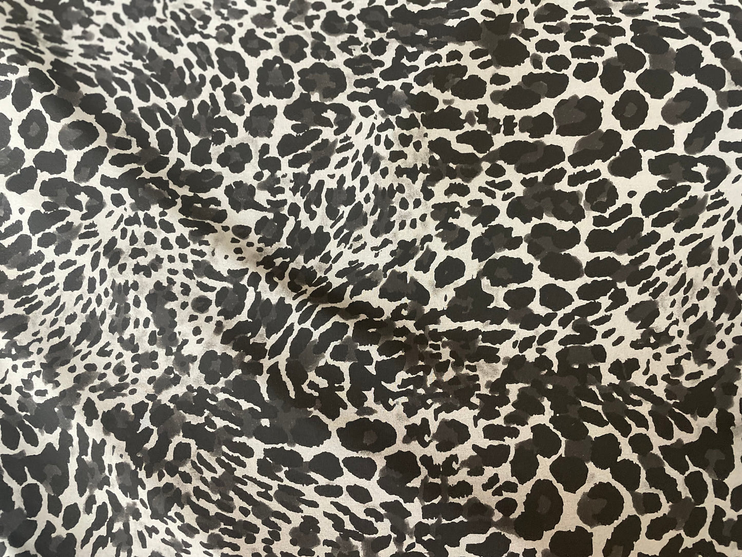 Cheetah Printed Silk Chiffon - Charcoal & Black