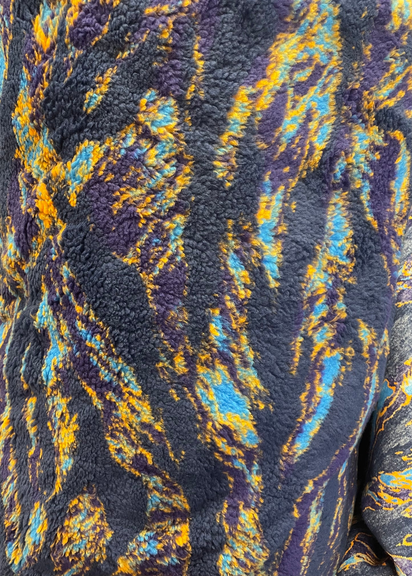Teddy Faux Sherpa Fur - Abstract Black, Blue, Yellow & Purple