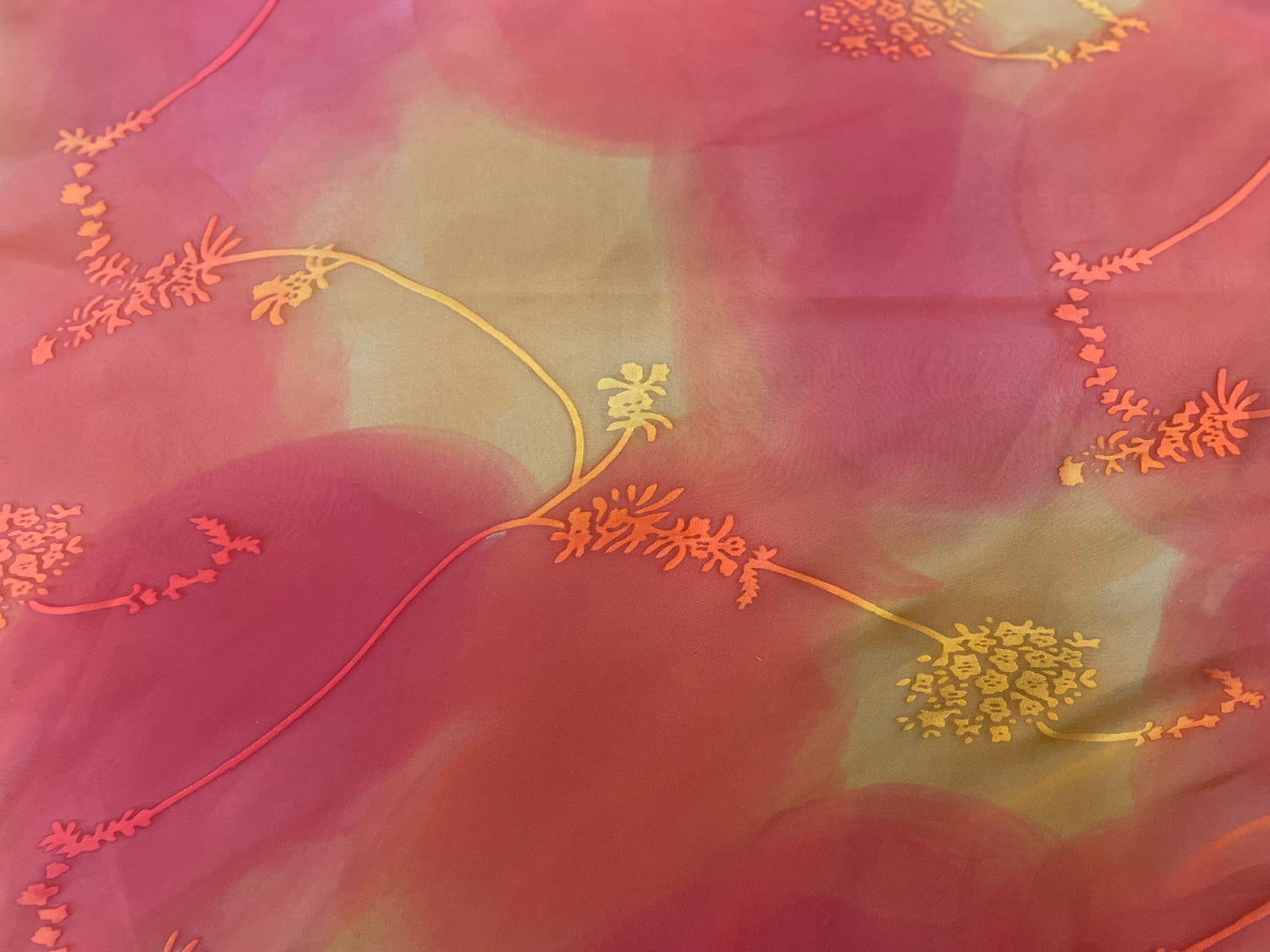 Watercolor Burnout Silk Chiffon - Yellow, Orange & Red