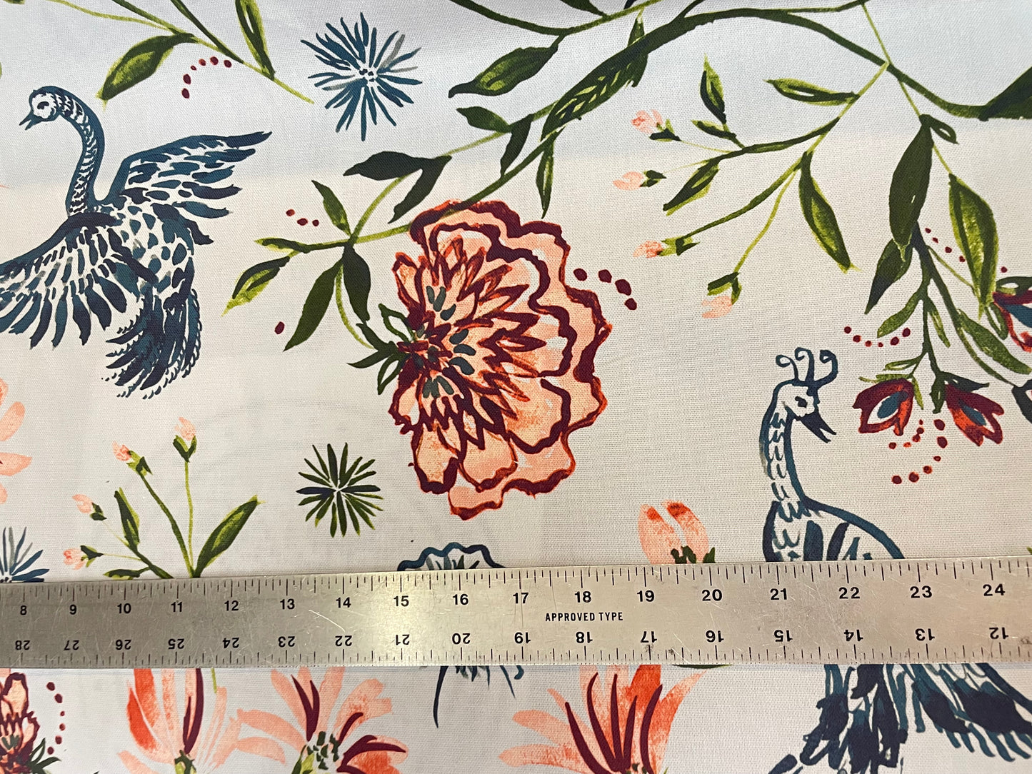 Cotton Canvas - Watercolor Peacock Floral