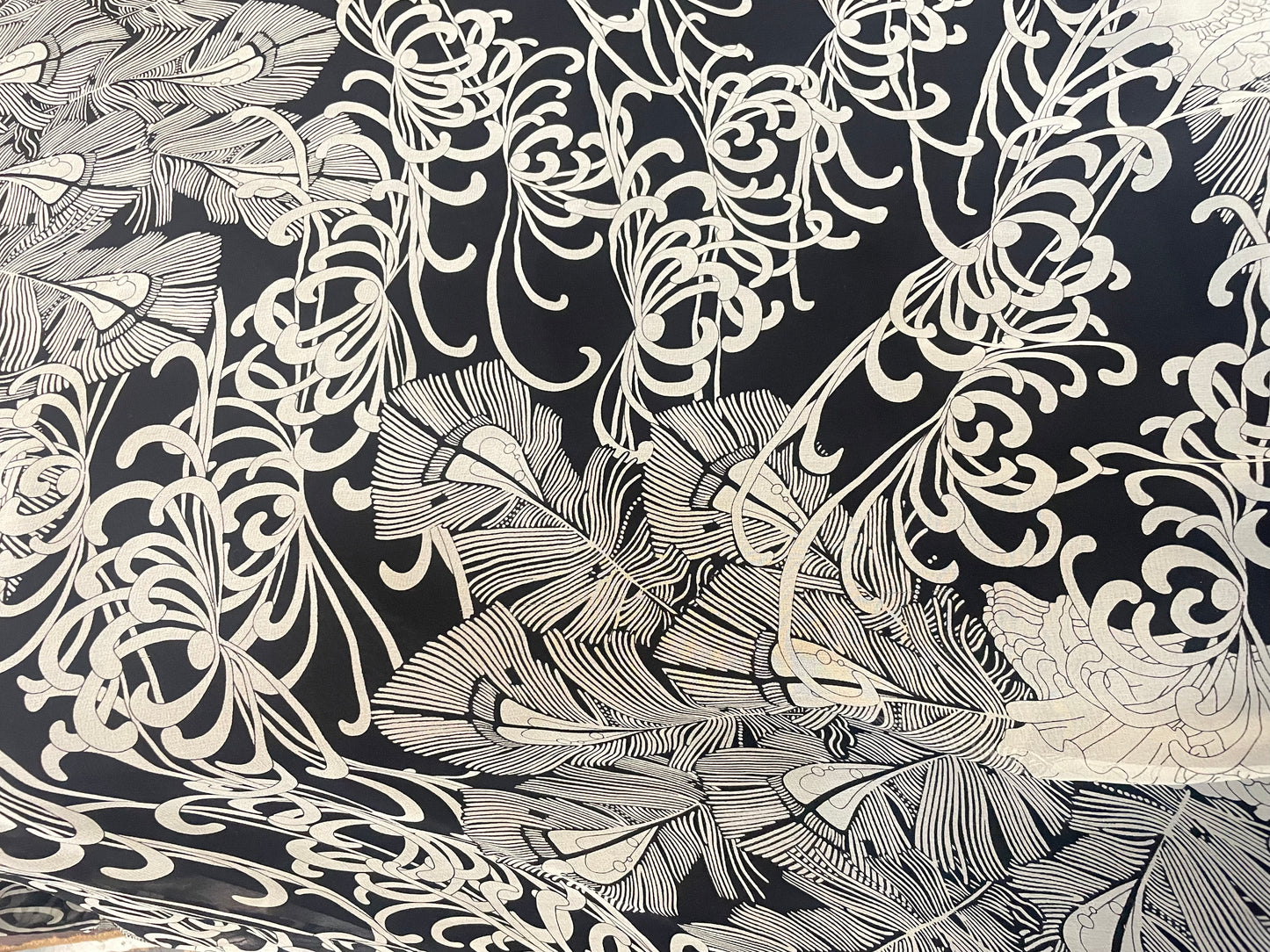Nouveau Paisley Printed Silk Chiffon - Black & White