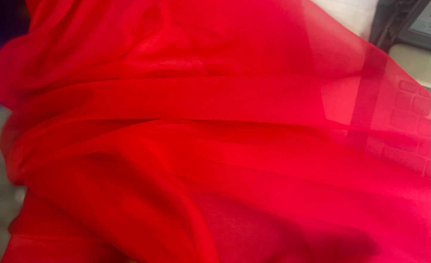 Ombre Italian Poly Chiffon - Pink & Red