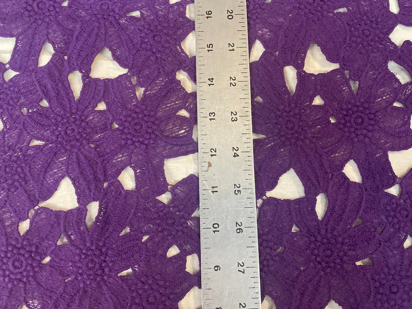 Daisy Floral Cotton Lace - Aubergine Purple