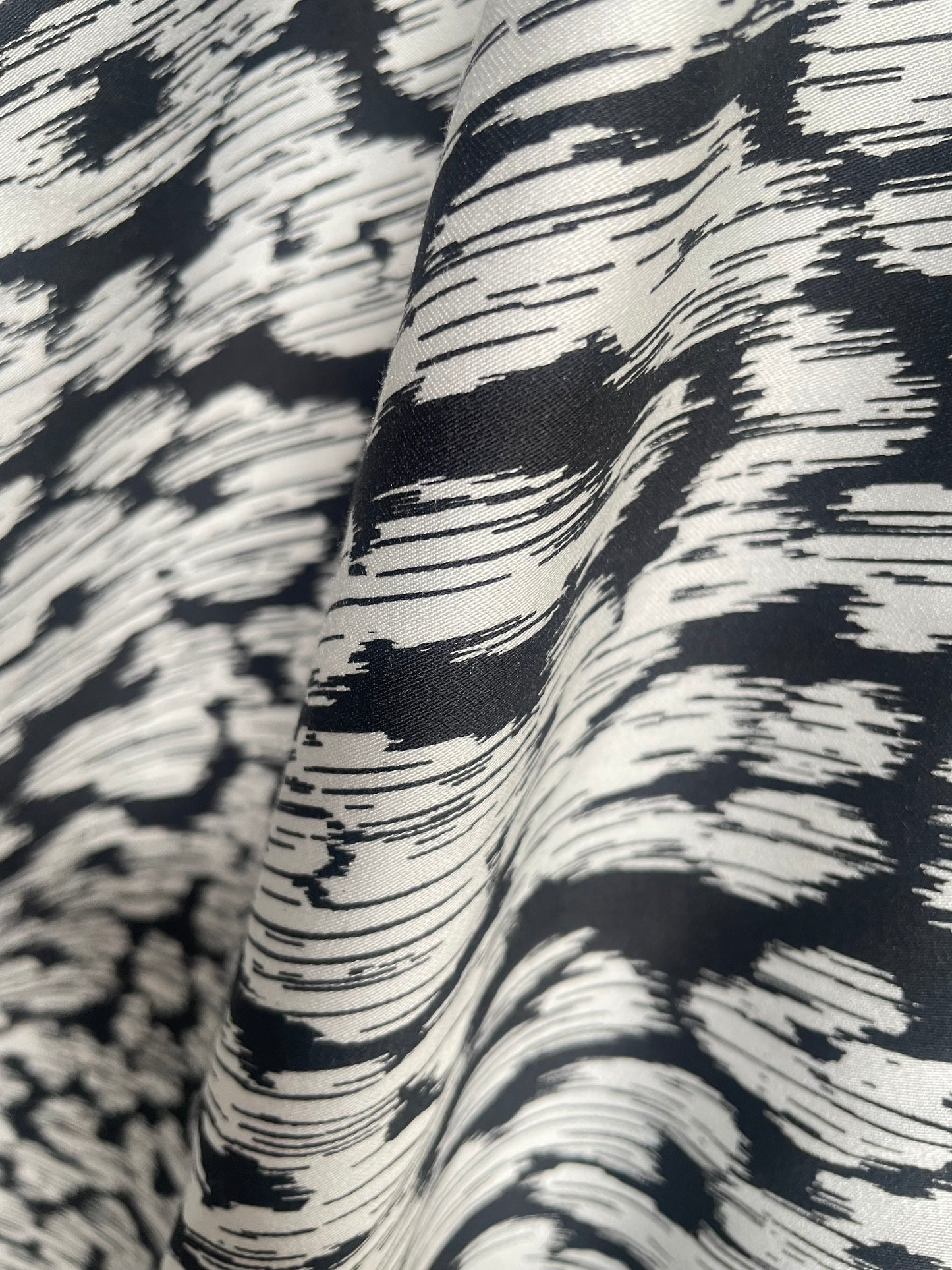 Spanish Rayon Print - Fused - Black & White Glitch Cheetah