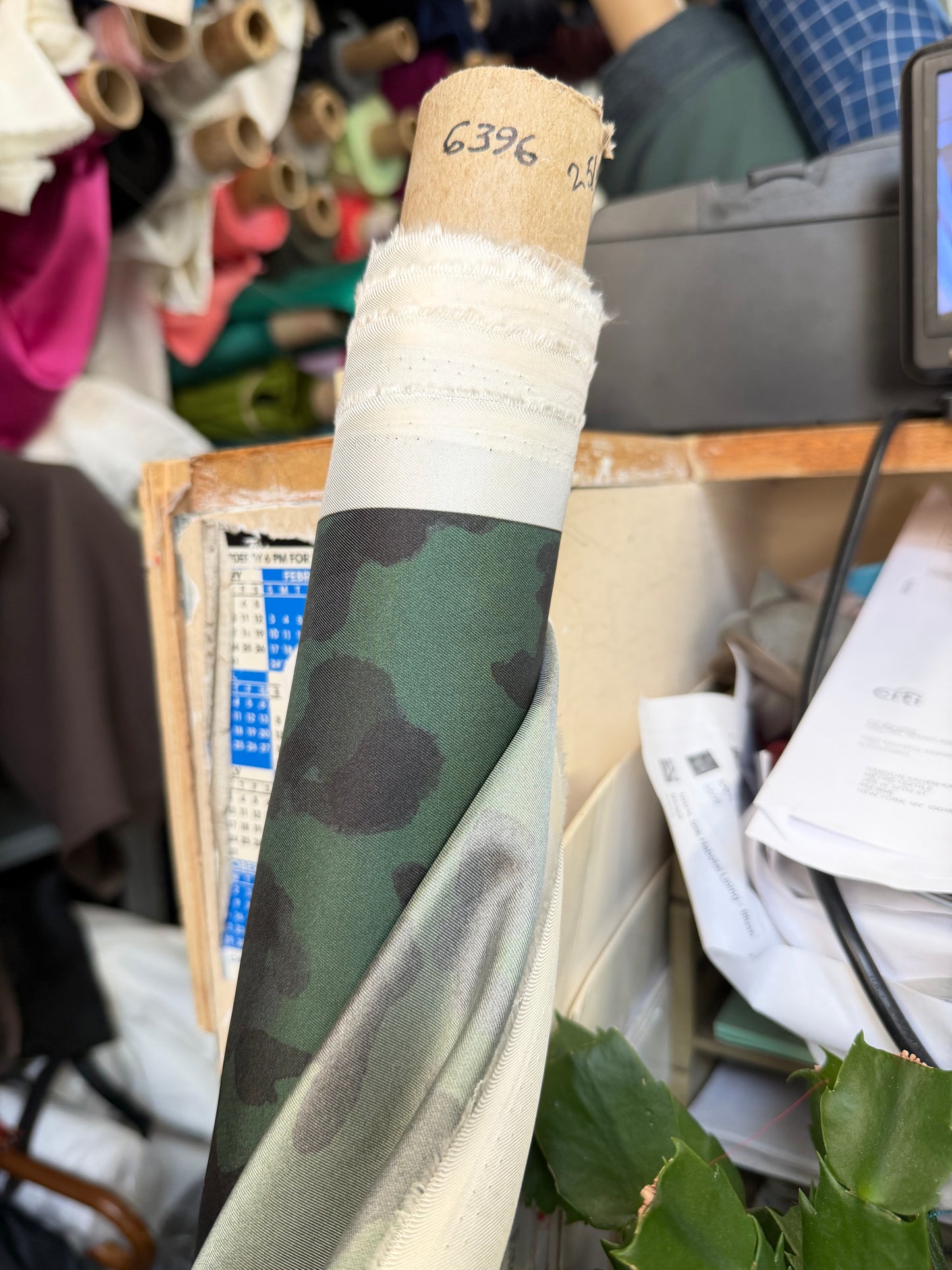 Camo Printed Silk Twill - Green & Black