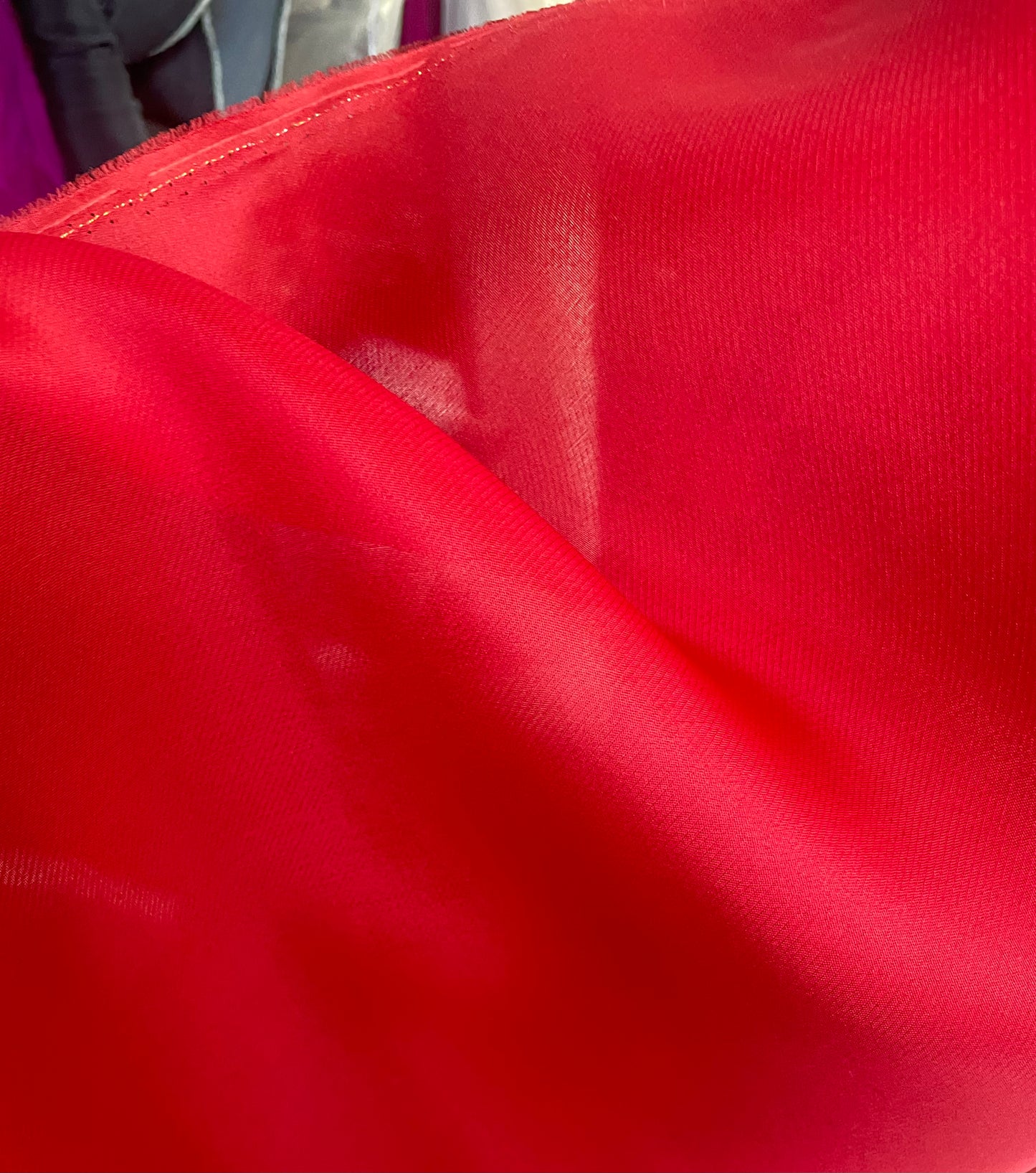 Silk Satin Face Organza - Red