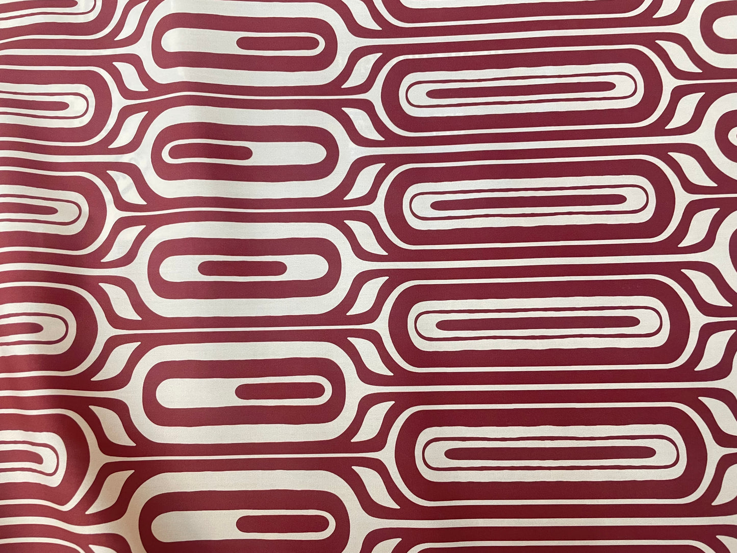 Italian Printed 70's Mod Cotton - Beige & Red