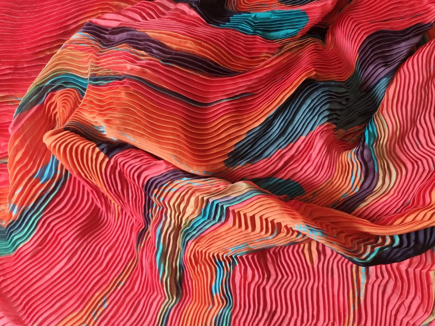 Micro Pleated Poly - Abstract Multicolor