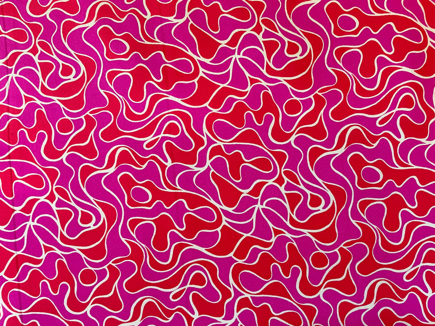 Italian Rayon Twill Groovy Print - Pink & Red