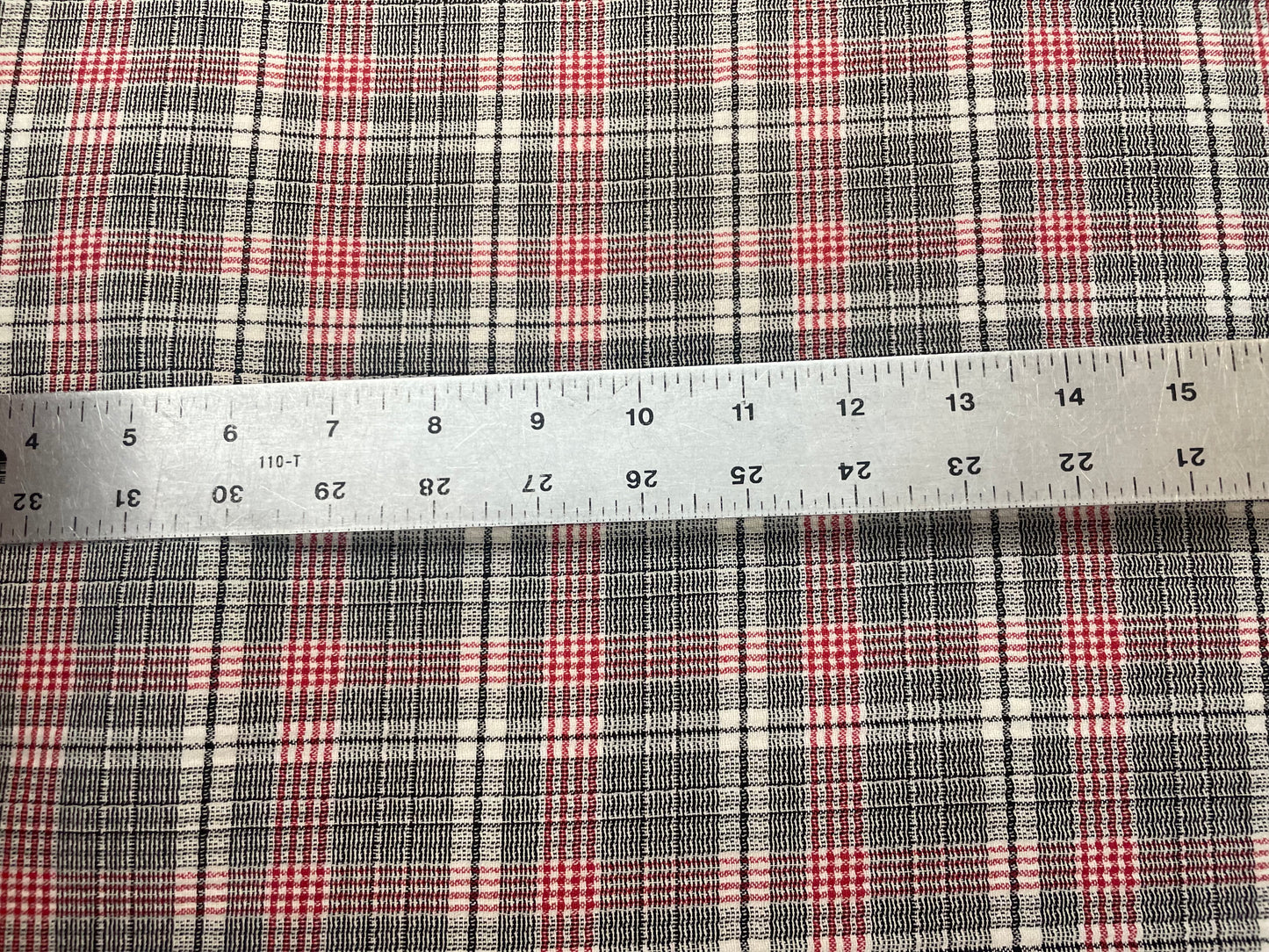 Textured Cotton Plaid - Black, White, Red