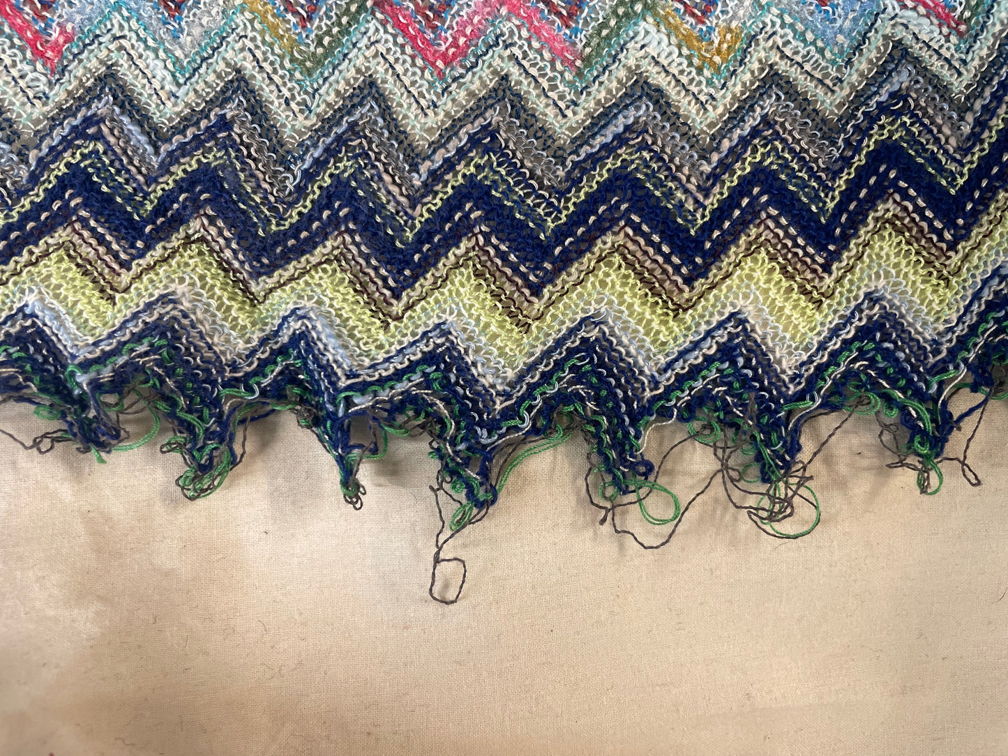Chevron Poly Sweater Knit - Blue Multicolor