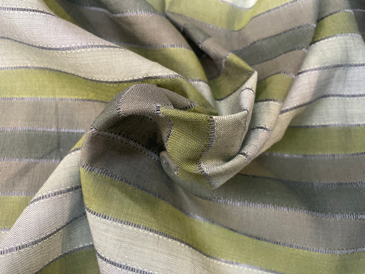 Linen Blend Jacquard - Green Stipe