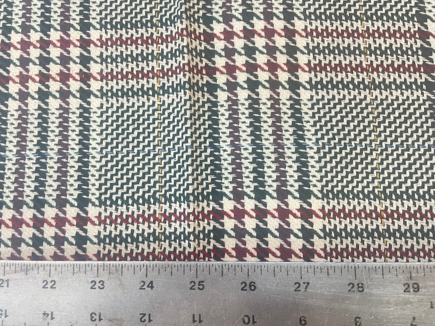 Plaid Wool Flannel Suiting - Red, Cream, Green & Black