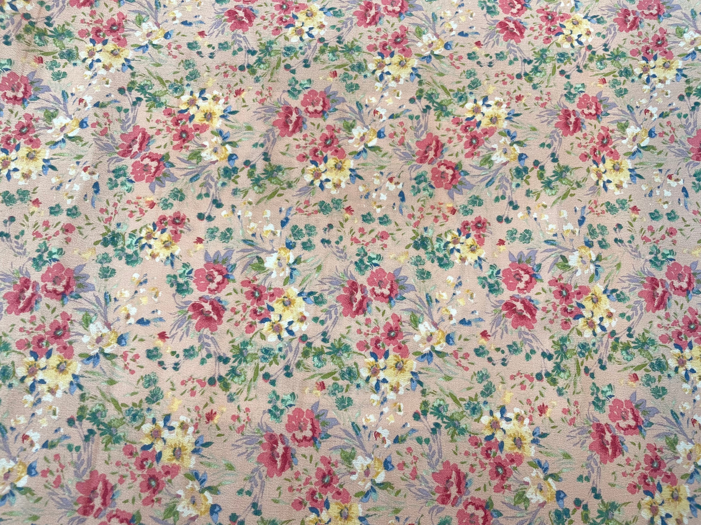 Crinkled Linen & Rayon - Pink Multicolor Floral
