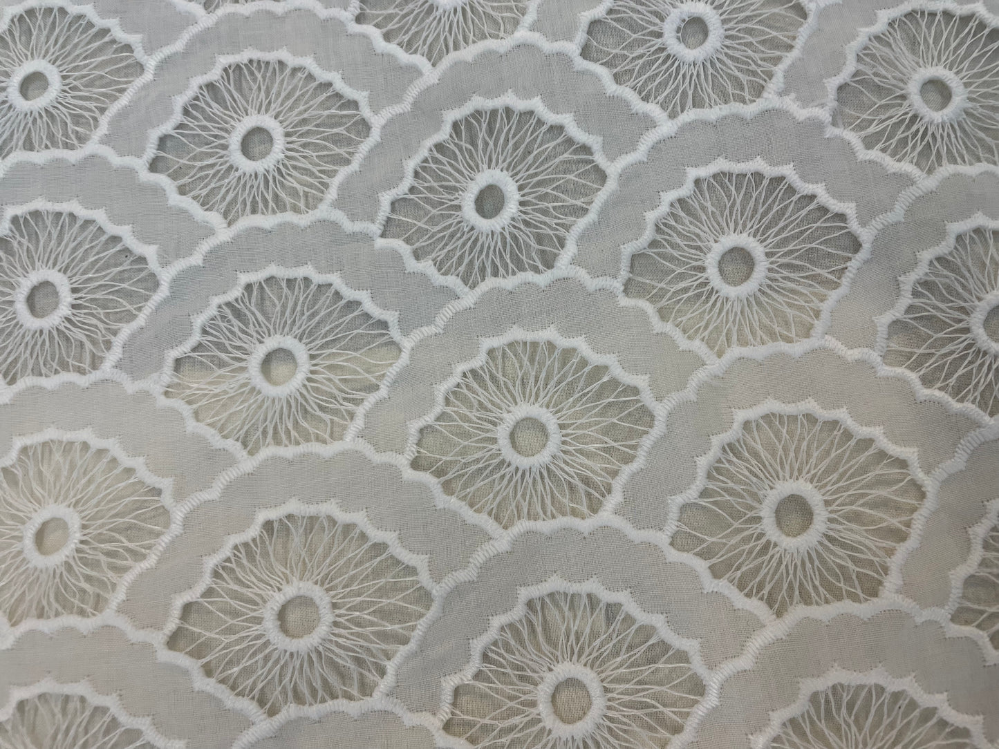 Eyelet Embroidered Lace Poly- White