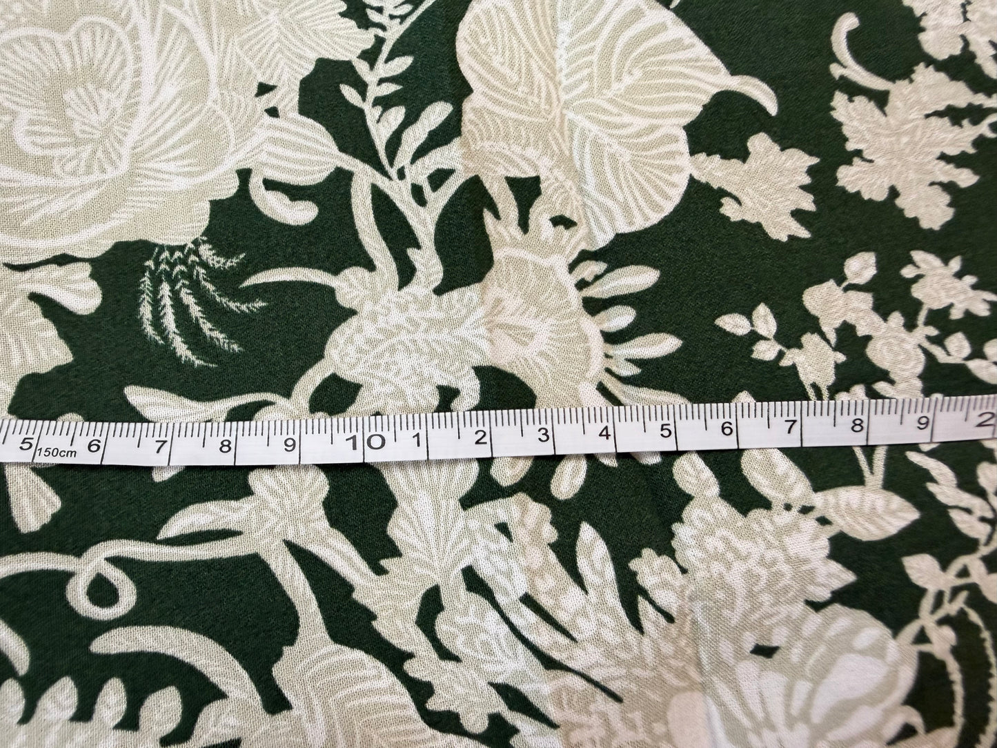 Floral Printed Cotton - Hunter Green & Ivory