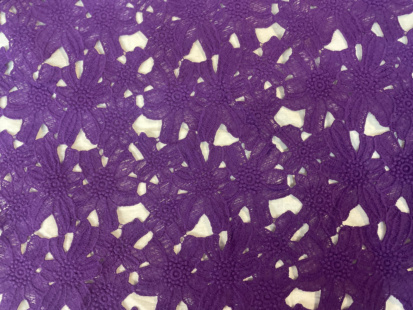 Daisy Floral Cotton Lace - Aubergine Purple