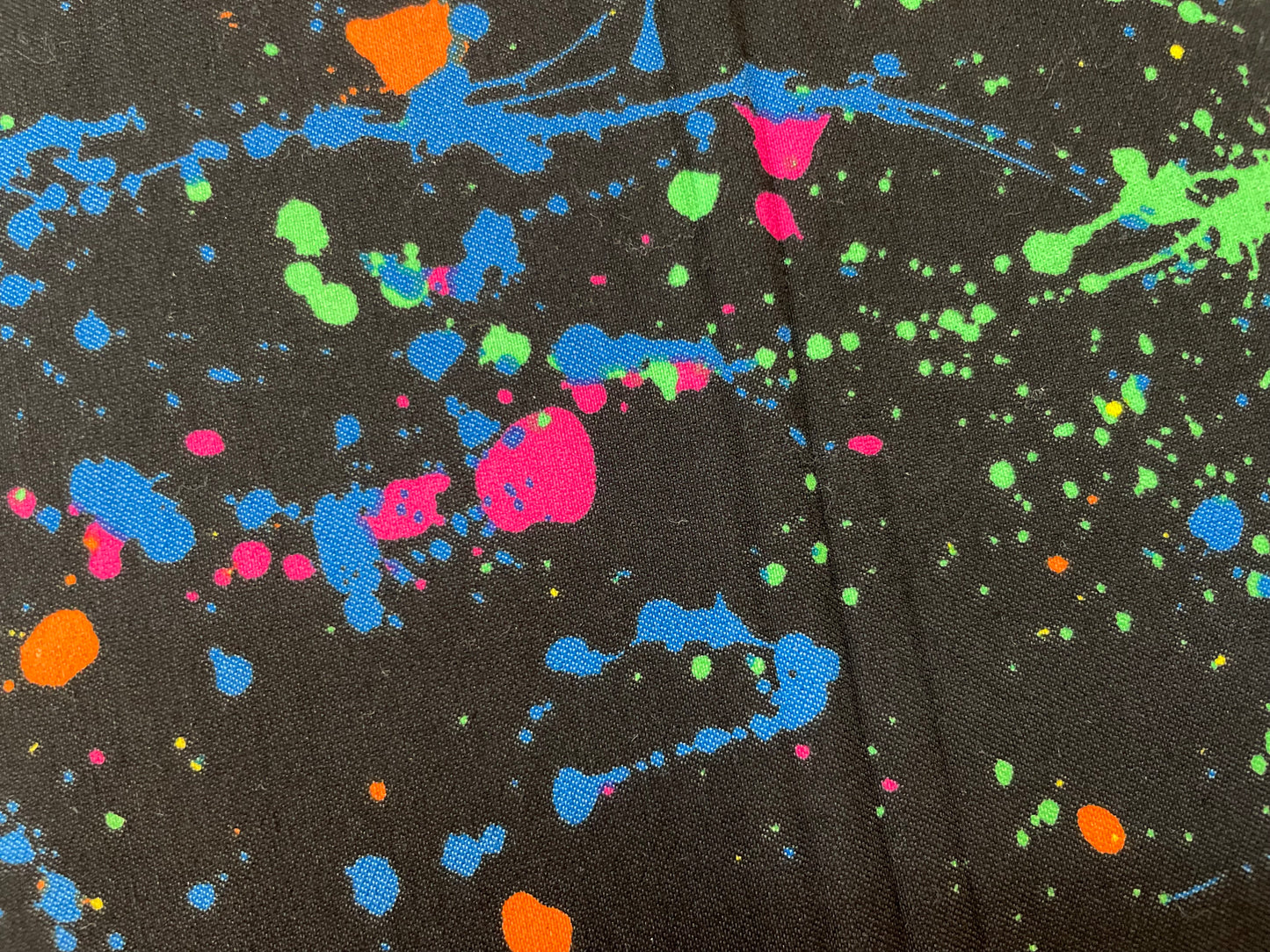 Twill Splatter Print Stretch Rayon Spandex - Black & Rainbow