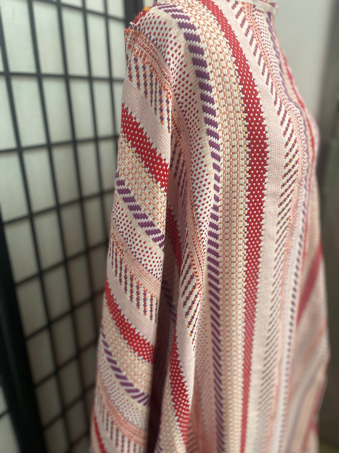 Woven Boucle Cotton /Rayon Blend - Pink, Off White, Red, Purple & Lurex