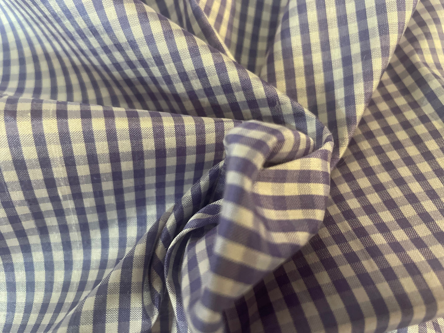Gingham Printed Silk Taffeta - Purple & White