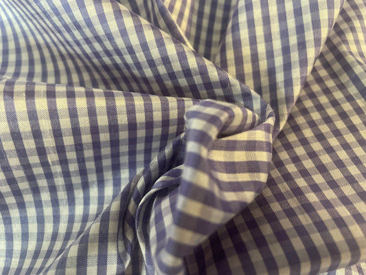 Gingham Printed Silk Taffeta - Purple & White
