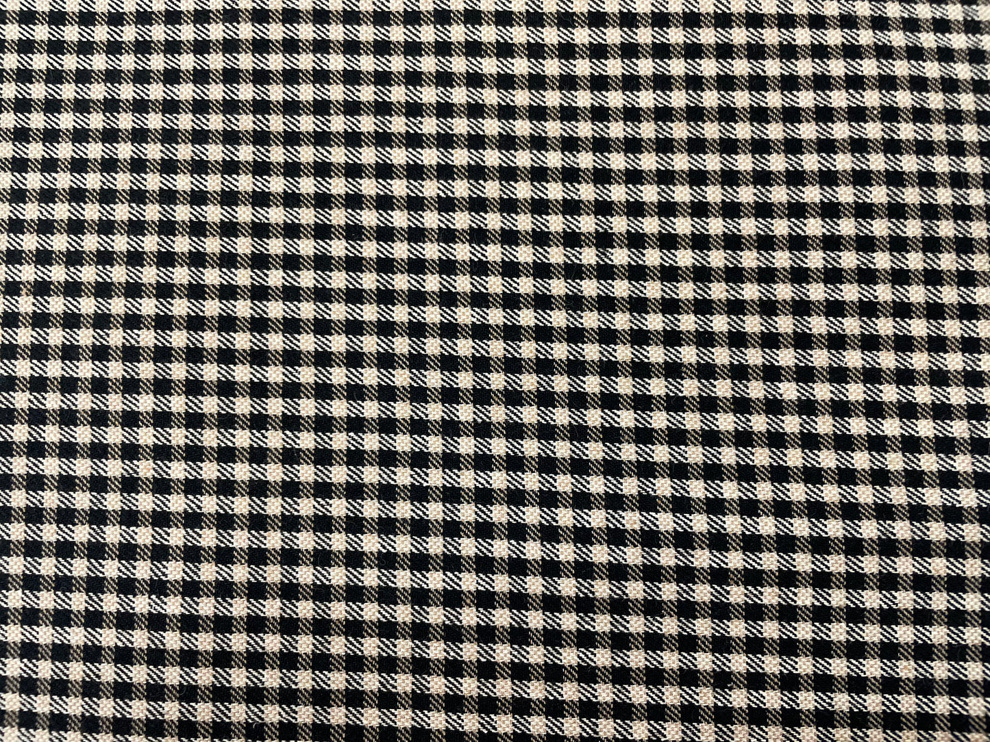 Cotton Gingham Plaid - Black, White & Beige