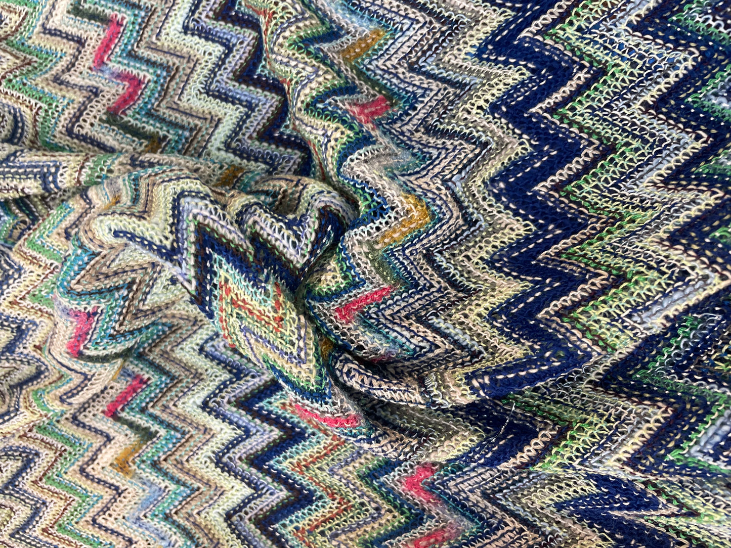 Chevron Poly Sweater Knit - Blue Multicolor