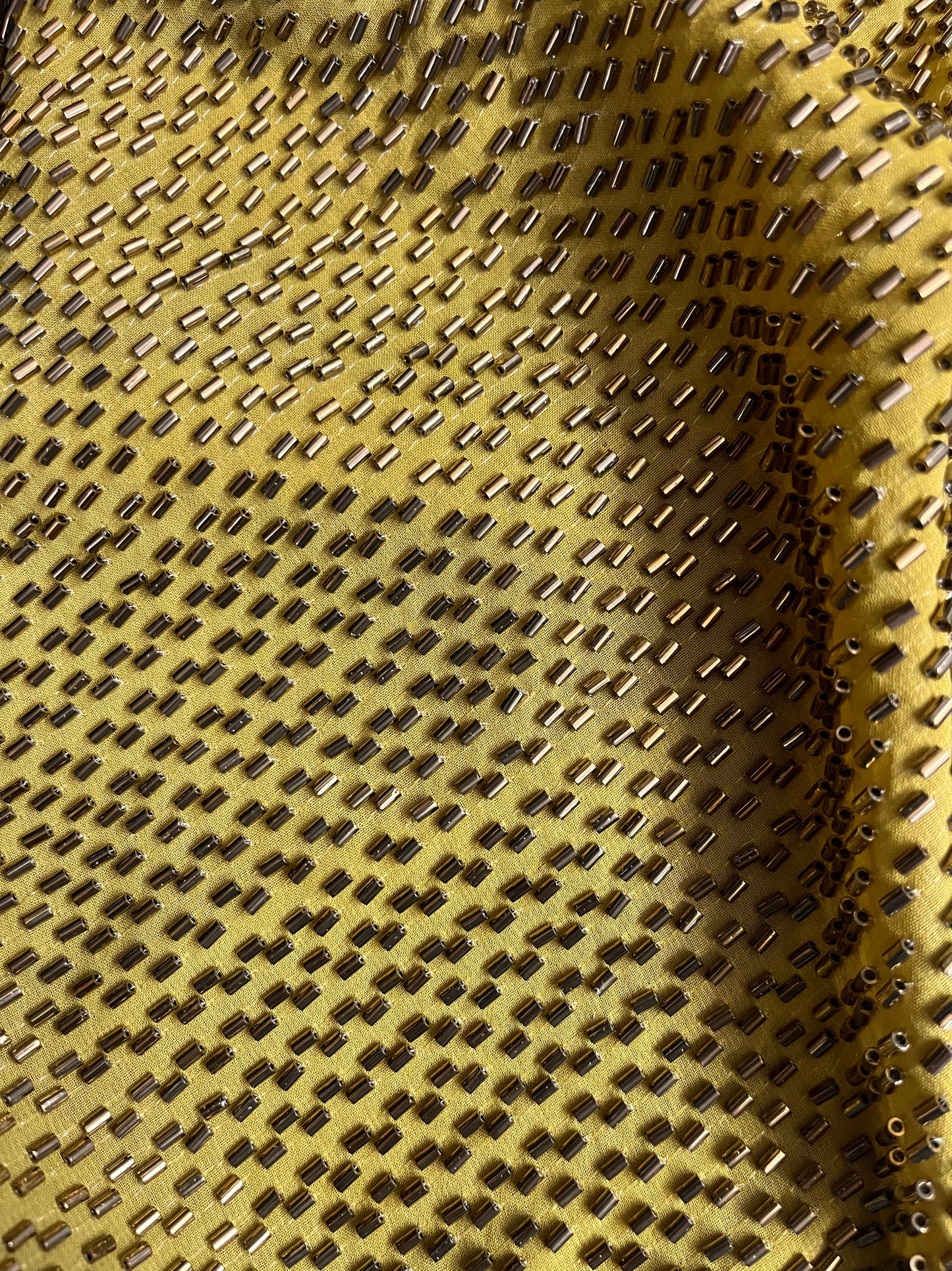 Beaded Poly Chiffon - Chartreuse & Gold