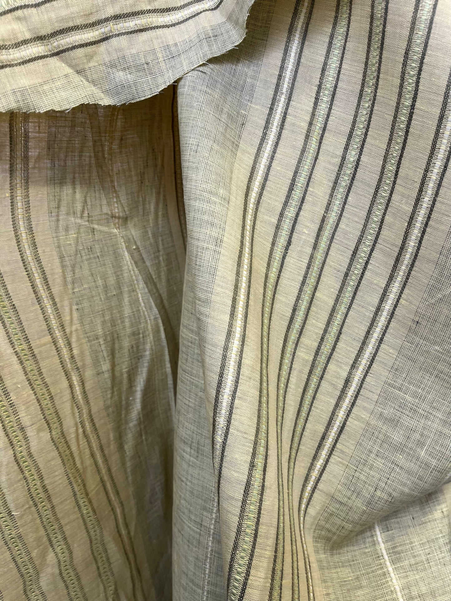 Linen Jacquard - Sandy Green Stripe