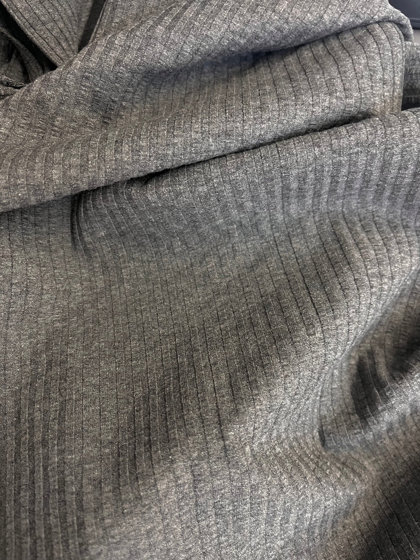 Rayon Wide Ribbed Knit - Charcoal Grey