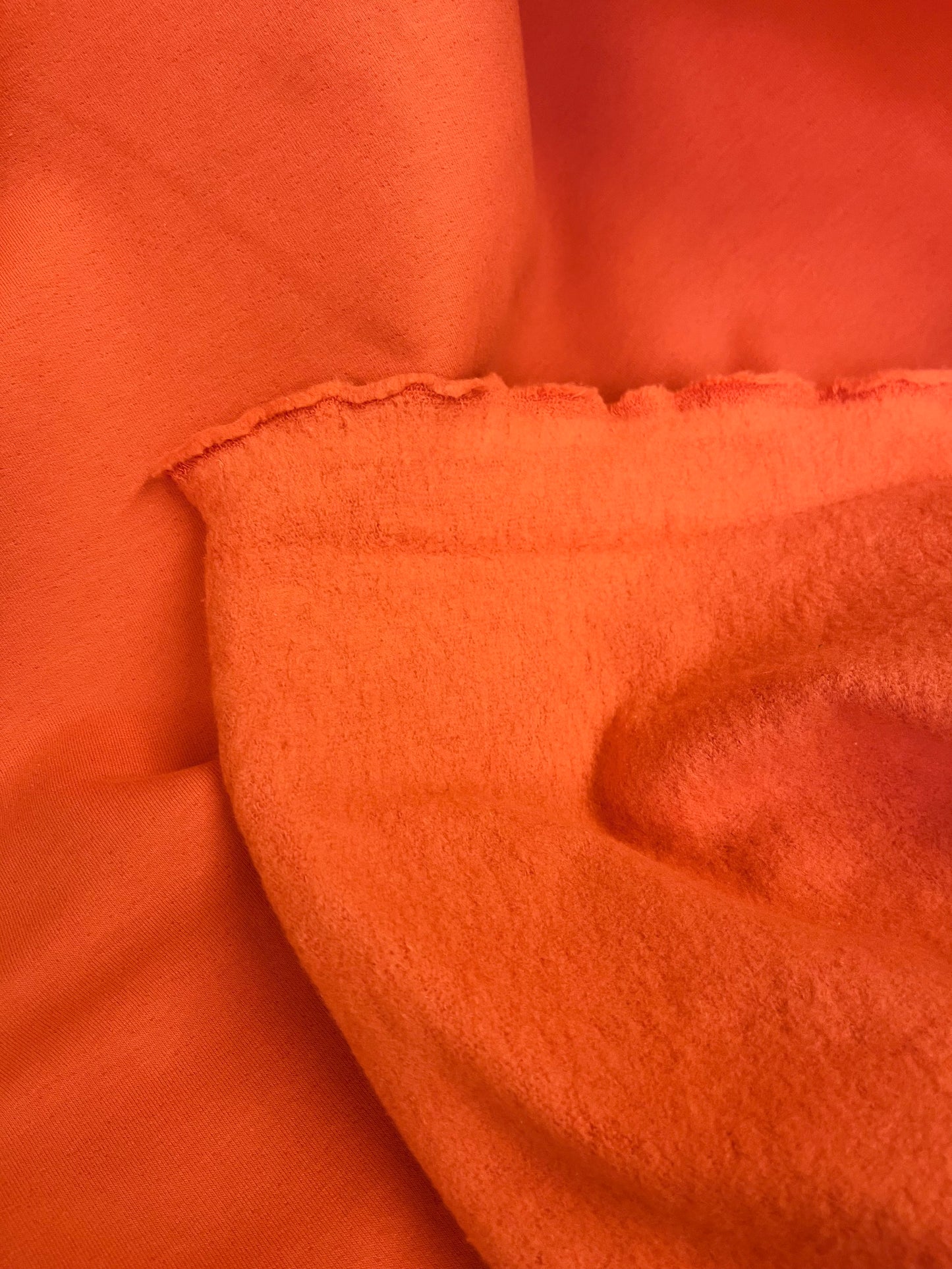 Poly & Cotton Brushed French Terry - Neon Orange