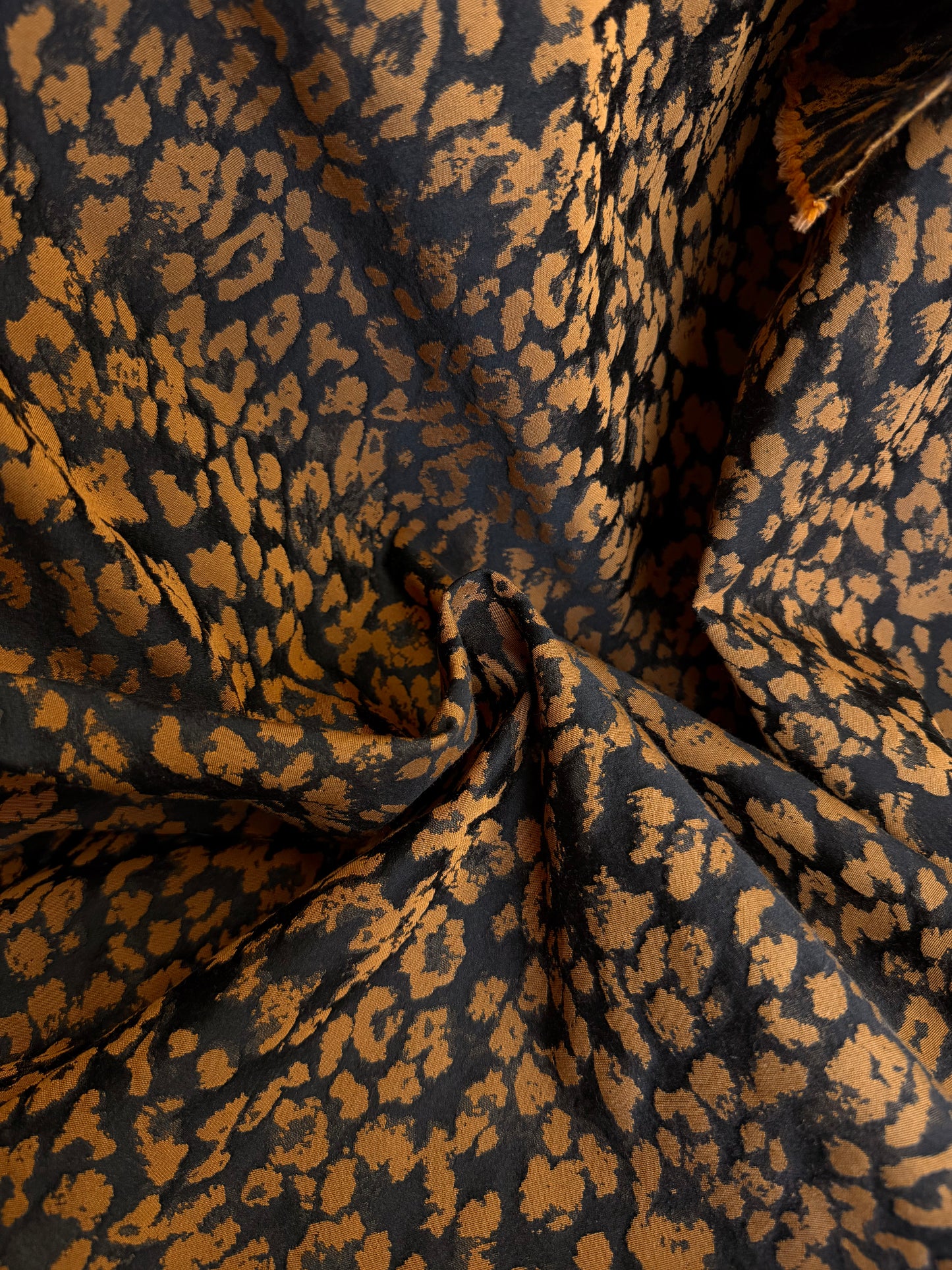 Stretch Brocade - Cheetah - Bronze & Black