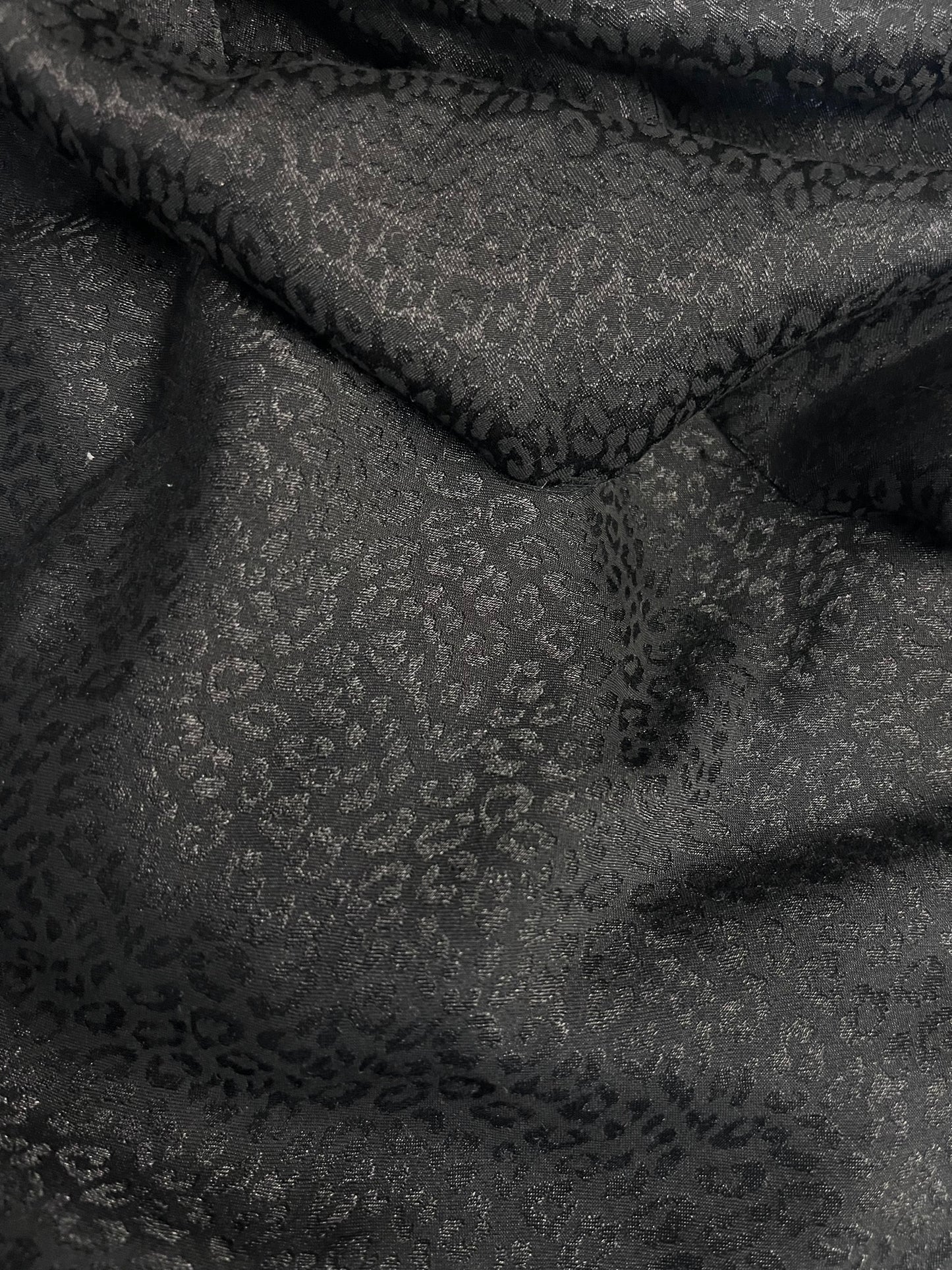 Poly Jacquard Leopard Print - Jet Black