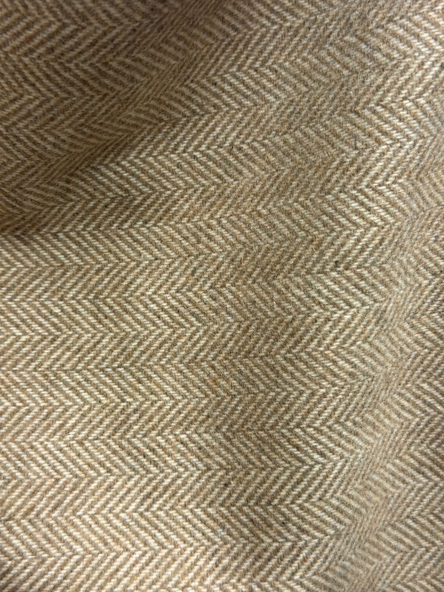 Heritage Label - Italian Brushed Herringbone Wool Blend - Beige Tan