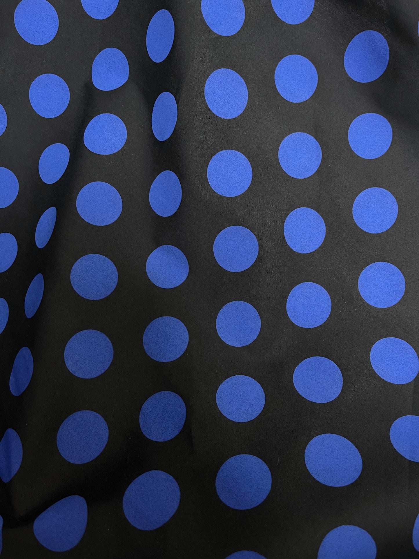 Italian Polka Dot Stretch Cotton Print - Black & Cobalt Blue