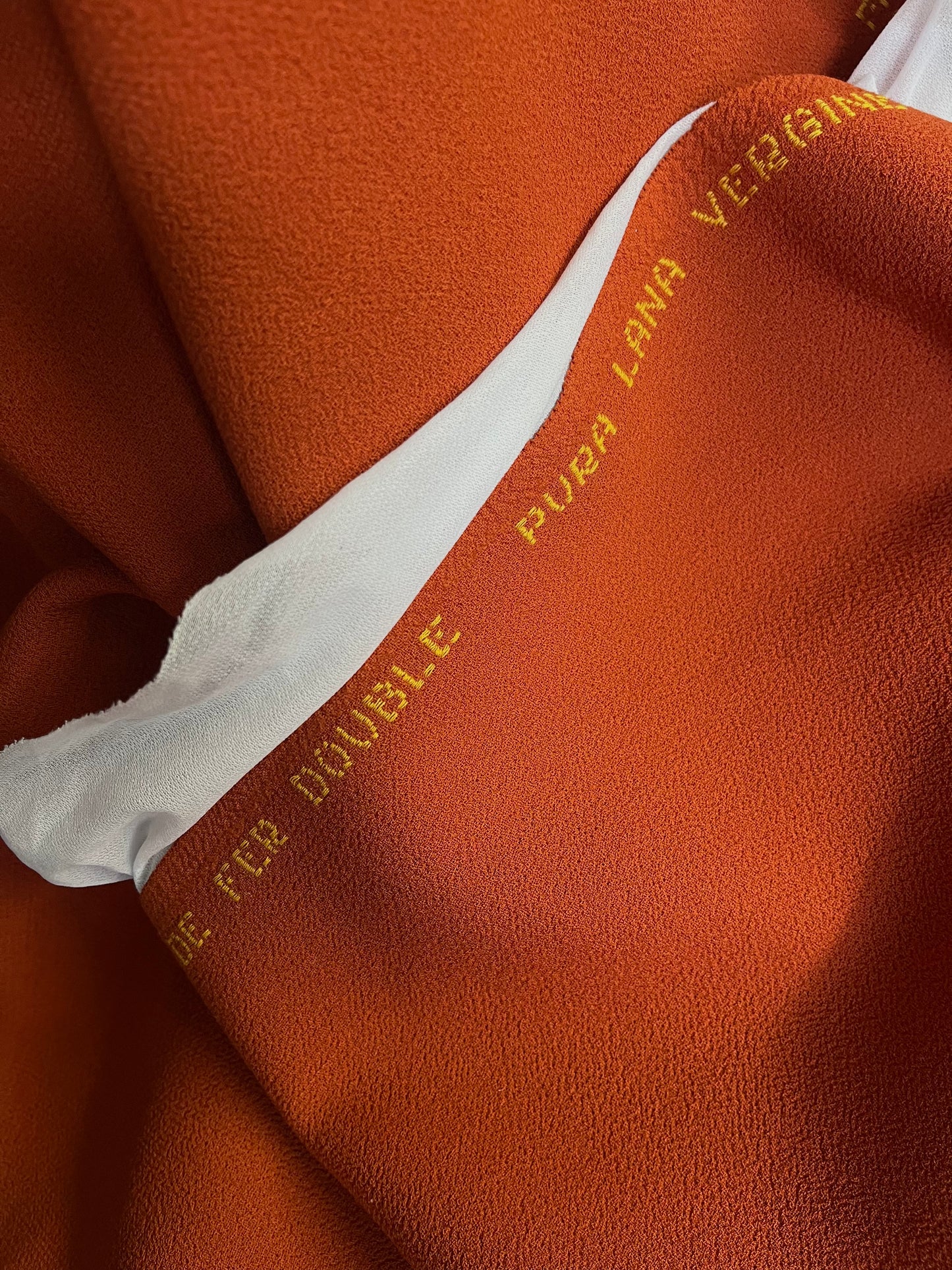 Italian Designer Double Faced Virgin Wool Crepe - Fused - Burnt Orange