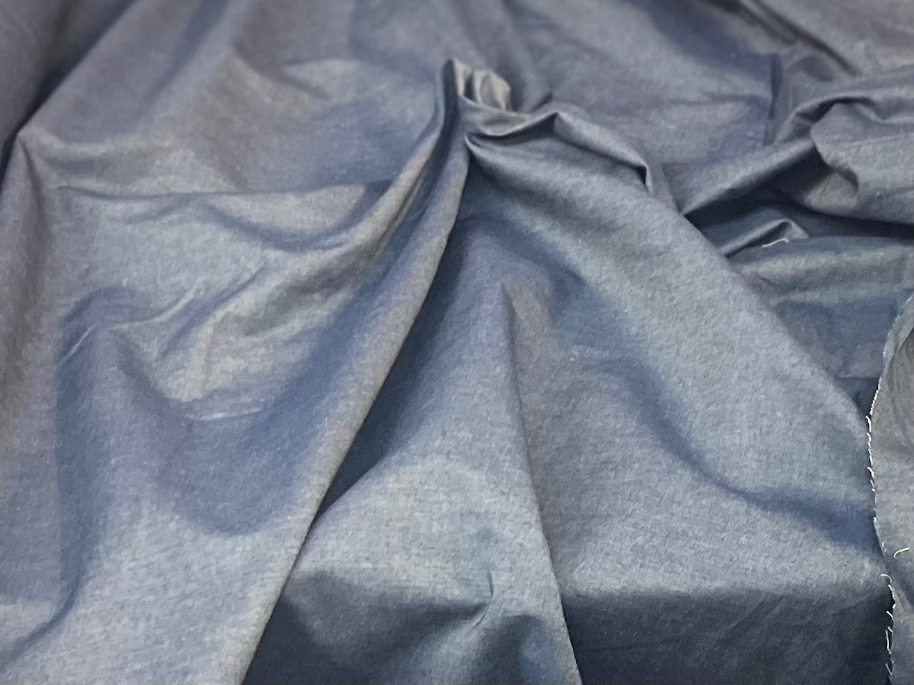 Cotton Chambray Grey Blue
