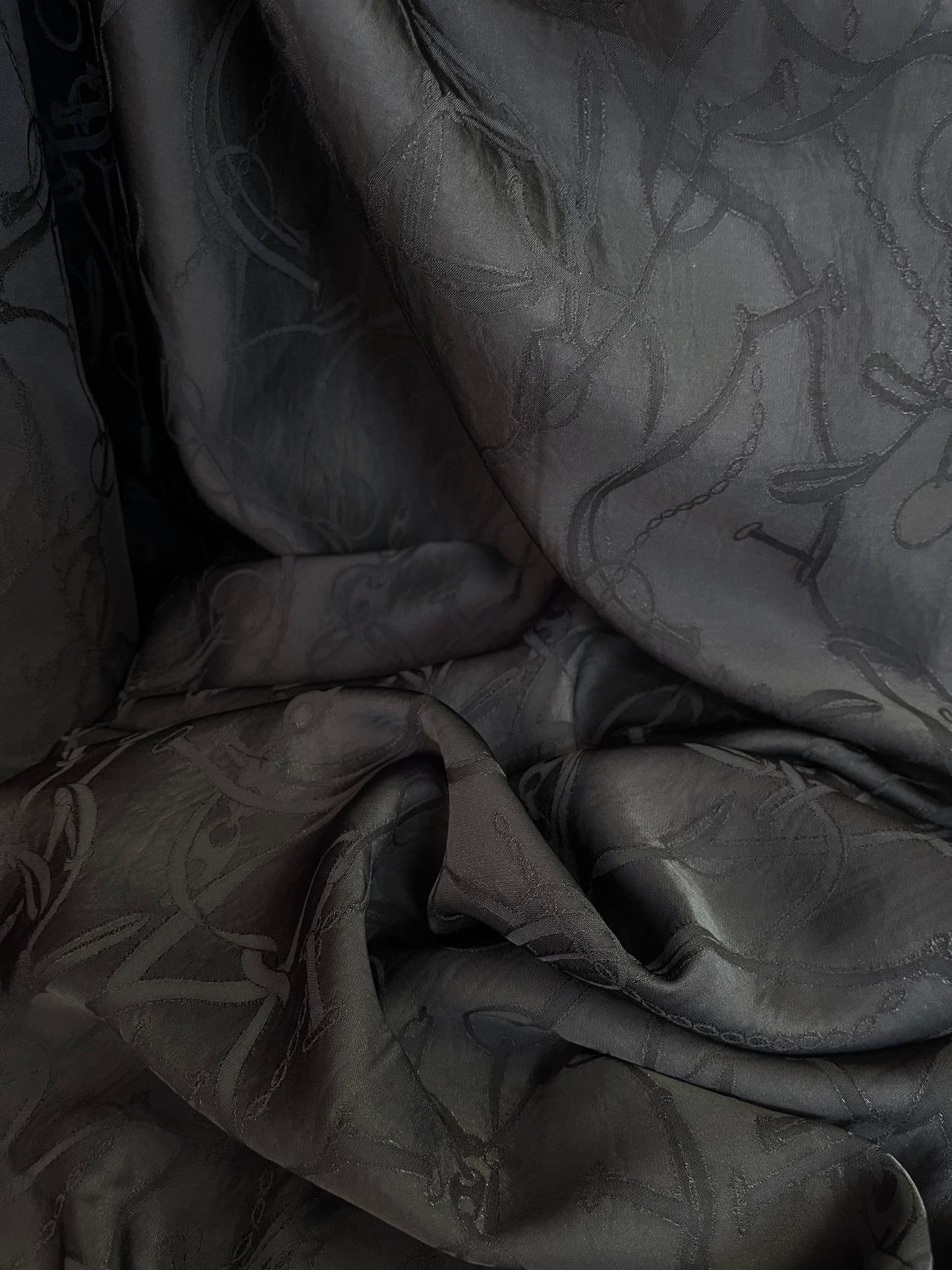 Designer Equestrian Rayon Brocade - Black