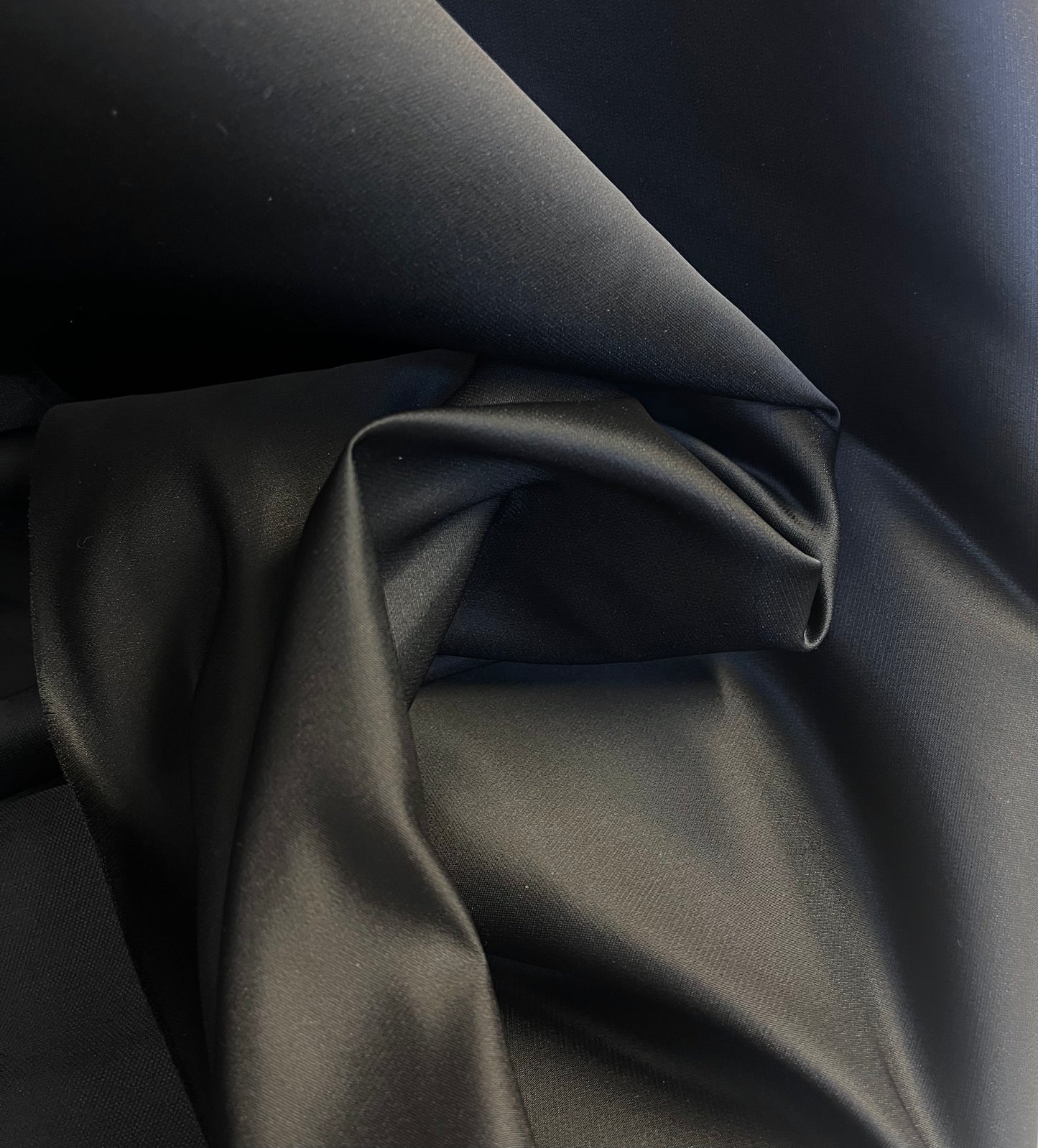 Italian Poly Zibeline Satin - Jet Black